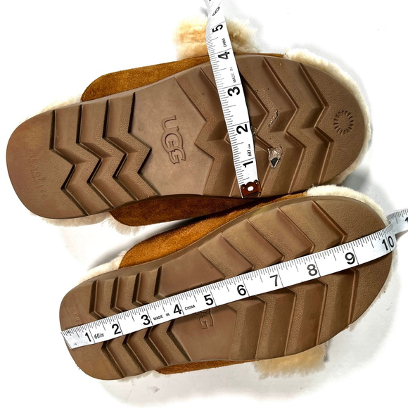 UGG Womans Sandal Brown Cream Shearling Suede Buckle Slippers US 6 - Picture 10 of 10